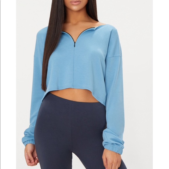 zip front cropped sweater